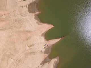 Aerial view of Domlyan Reservoir, Sredna Gora Mountain, Bulgaria