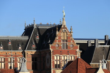 Obraz premium Amsterdam Central Railway Station Exterior Detail, Netherlands