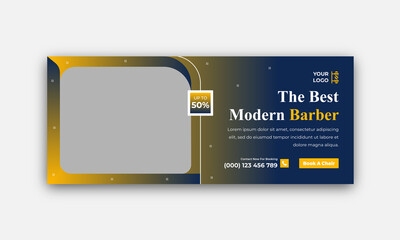 Barbershop hair cutting promotional Facebook  cover timeline and Hair Modern Hair Cutting Shop web banner template design