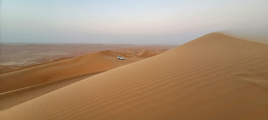 Fototapeta na wymiar Geländewagen in Wüste