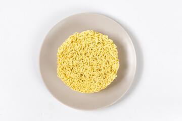 plate of  instant noodles isolated on white background