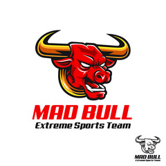 Angry bull cartoon logo mascot