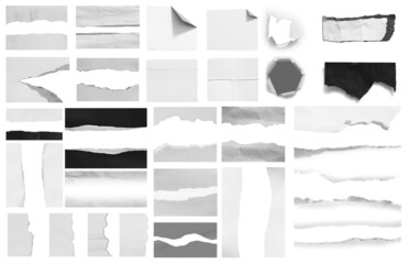 ripped paper on white background and have copy space for design in your work.