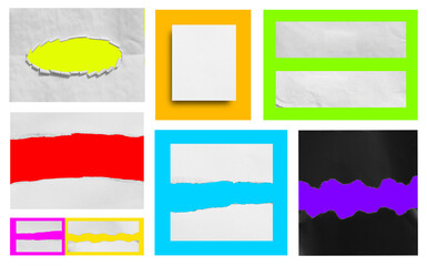 ripped paper on white background and have copy space for design in your work.