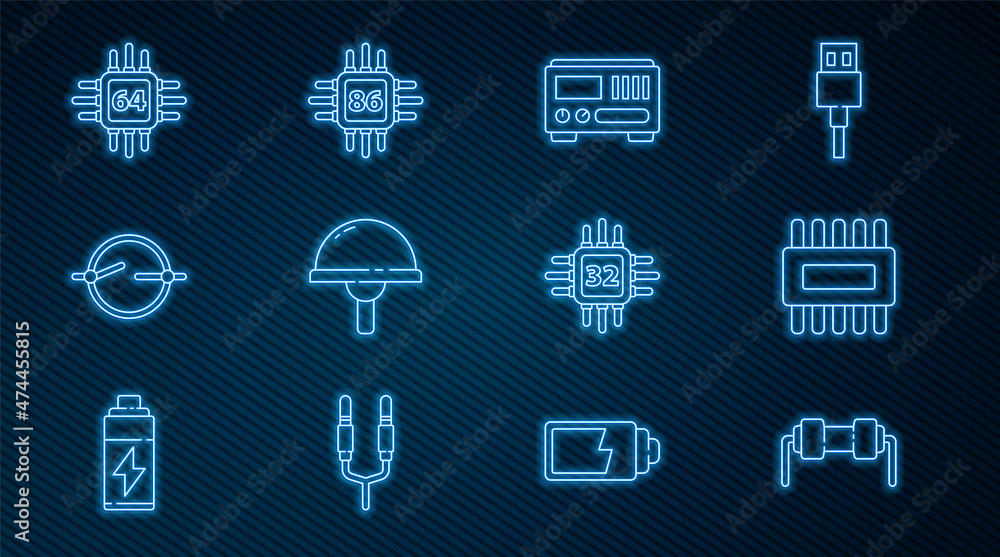 Poster set line resistor electricity, processor with microcircuits cpu, electrical measuring instruments, l