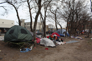 Homeless tent city on Chicago's Near West Side