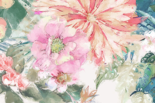 Beautiful rose peony flower illustration © yang