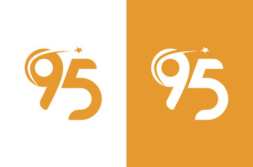 Number 95 logo with star concept - obrazy, fototapety, plakaty