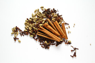 Texture of spices on white background