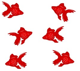 可愛いたくさんの金魚の背景素材