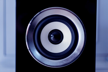 closeup loudspeaker with blur background, sound, concert