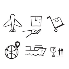 hand drawn doodle delivery shipping icon illustration related isolated