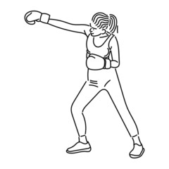 line art of woman posing in boxing style