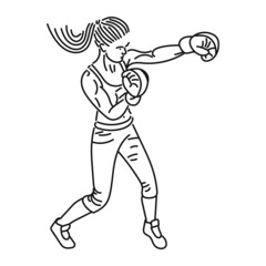 line art of woman posing in boxing style