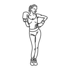 line art of woman posing in boxing style