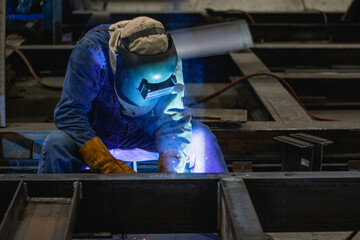 Light steel welders and light shields with welding masks for safety.