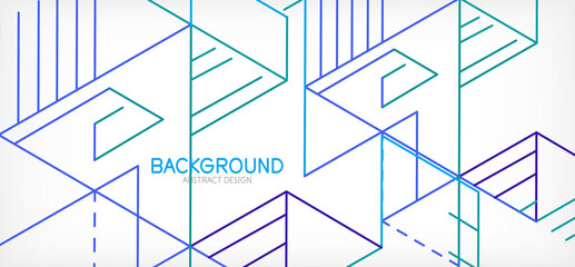 Abstract background. Color lines on white background. Linear abstract composition. Techno or business concept for wallpaper, banner, background, landing page