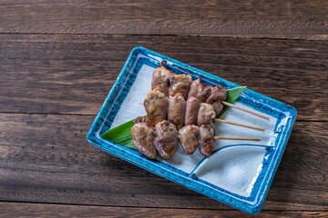 焼き鳥ハツの皿盛り