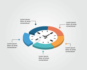 Time template for infographic for presentation for 5 element