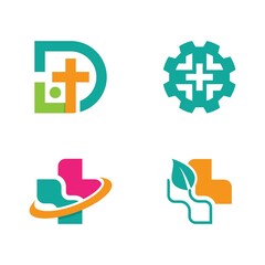 Medical cross logo icon set