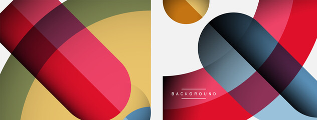 Obraz premium Geometric abstract background. Round shapes, circles, lines composition for wallpaper banner background or landing page