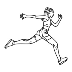 Fototapeta na wymiar line art woman posing in running style