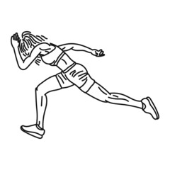 line art woman posing in running style