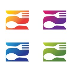 Spoon and fork icon set