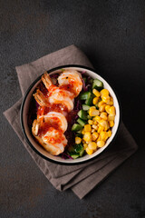 poke with shrimp and vegetables