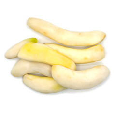 Pile of Peeled white turmaric on white background.