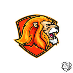 Angry wild lion cartoon logo mascot