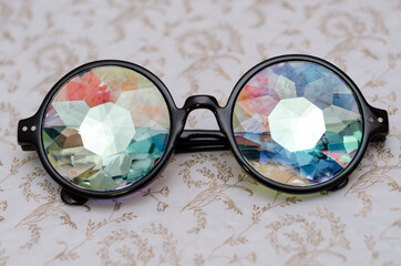 designer glasses with colored round lenses kaleidoscope