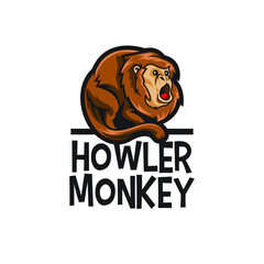Howler monkey cartoon logo mascot