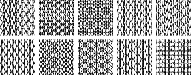 Set of 10 seamless patterns in lace mesh style. Pattern is suitable for fabric or wrapping paper. - obrazy, fototapety, plakaty