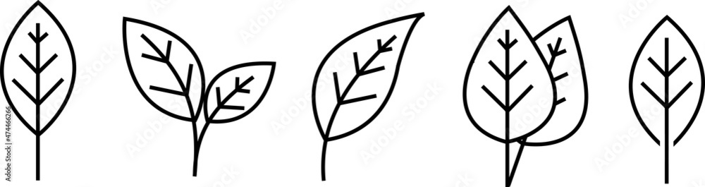 Poster leaf simple icon set. vector