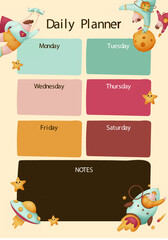 Cute Colorful Outer Space Illustration With Abstract - Daily Planner