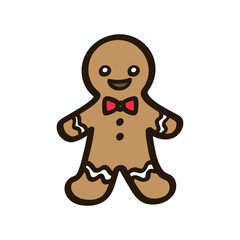 Gingerbread man with bow tie doodle clipart