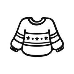 Ugly christmas sweater doodle line art clipart