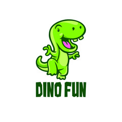 Happy dino cartoon logo mascot