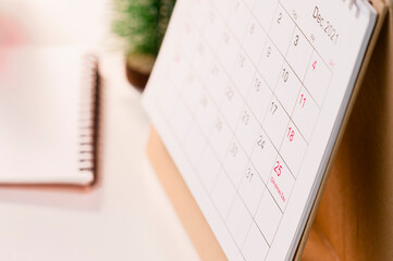 25 DEC Christmas Day on calendar with marked label,Christmas is an annual festival commemorating...