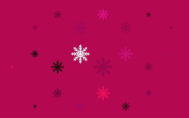 Light Pink vector cover with beautiful snowflakes.
