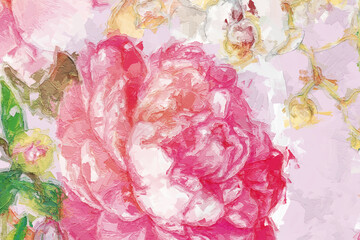 Beautiful abstract flower and bouquet illustration