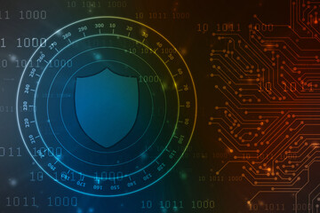 Protect and Security concept. Digital Shield on abstract technology background, Cyber Security and network protection Concept, personal data protection, Business security background