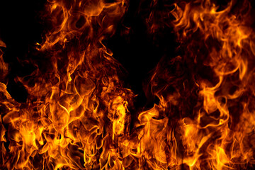 Fototapeta na wymiar Fire flame texture for banner background. Burn abstract lights.