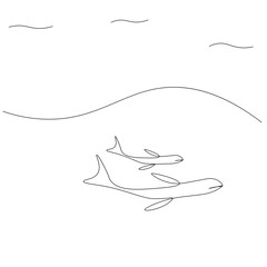 Fototapeta premium Whales animal silhouette vector illustration