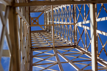 The steel structure of the columns taken from the bottom up.