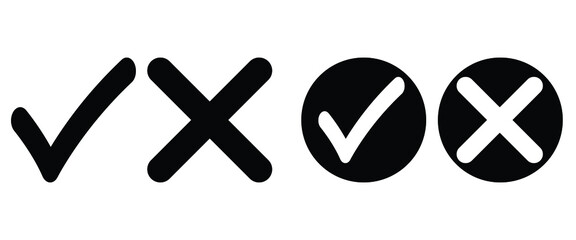 Obraz premium black and white check mark icons set vector illustration.