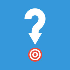 arrowed question mark and aim circle, did you know or brainstorm business concept