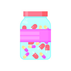 Abstract Flat Cartoon Jar With Pills Vector Design Style Element Medicine Isolated Protection Concept Healthcare Medical