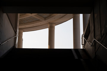 three columns at the exit of the metro
